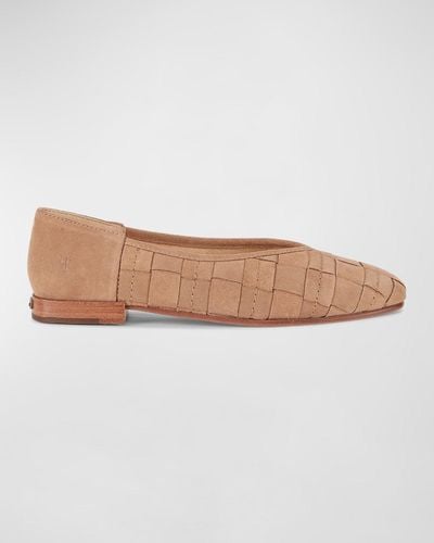 Frye Claire Woven Suede Ballerina Flats - Natural