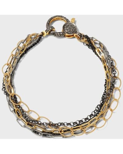 Margo Morrison Multi-chain Combination Bracelet With A Diamond Clasp - Metallic