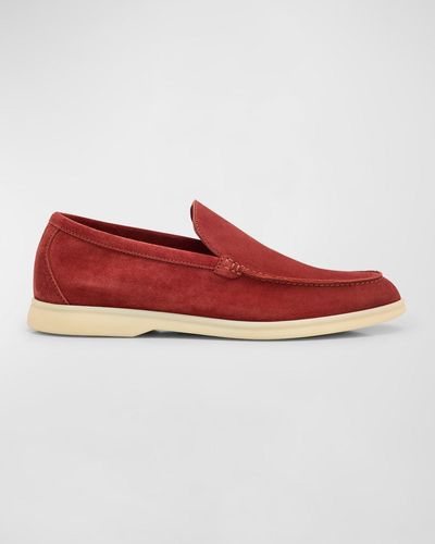 Loro Piana Summer Walk Suede Loafers - Red