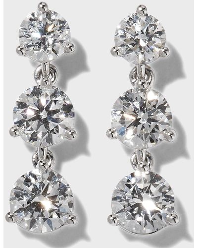 Memoire 18k White Gold 3-diamond Drop Earrings