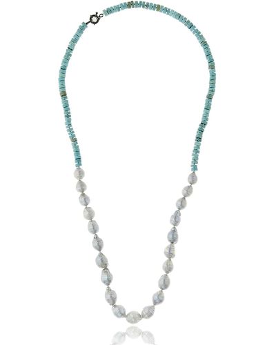 M.c.l  Matthew Campbell Laurenza Half Turquoise & Baroque Pearl Necklace - Metallic