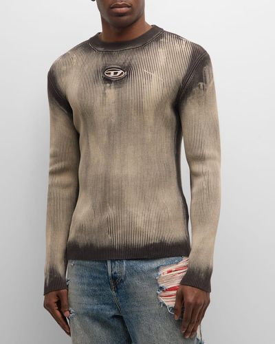 DIESEL K-Darin Ribbed Sweater With Distressed Effect - Multicolor