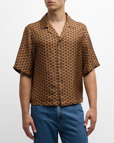 Bally Printed Silk Camp Shirt - Brown