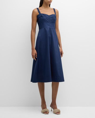 Veronica Beard Aila Sleeveless A-Line Midi Dress - Blue