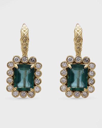 Stephen Dweck Emerald And Diamond Drop Earrings In 18k Gold - Green