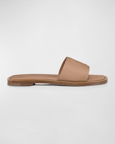 Christian Louboutin Leather Logo Sole Slide Sandals - White