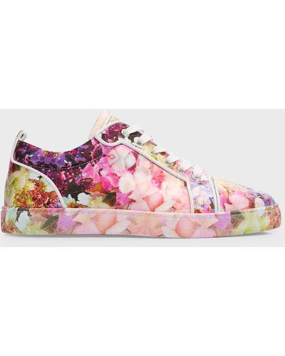 Christian Louboutin Louis Junior Floral-Print Low-Top Sneakers - Pink