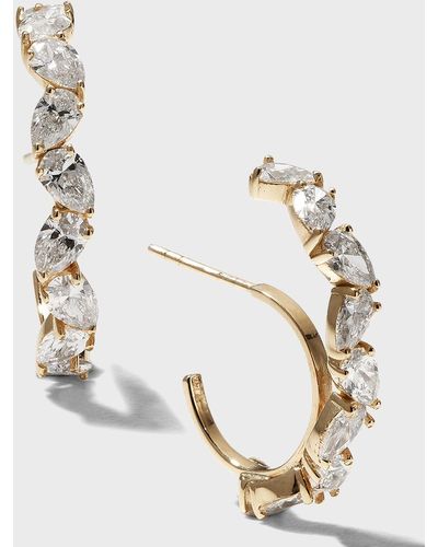 Lana Jewelry Upward Zig Zag Pear Cuff Hoop Earrings - Metallic