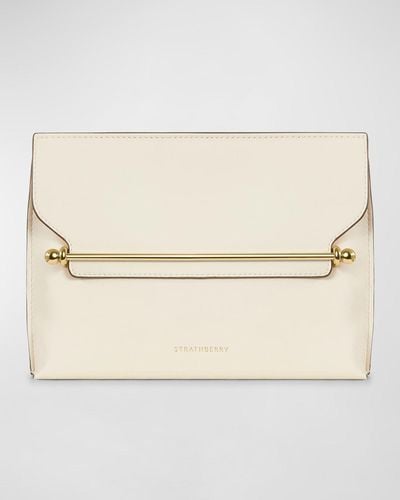 Strathberry Stylist Metal Bar Leather Clutch Bag - Natural