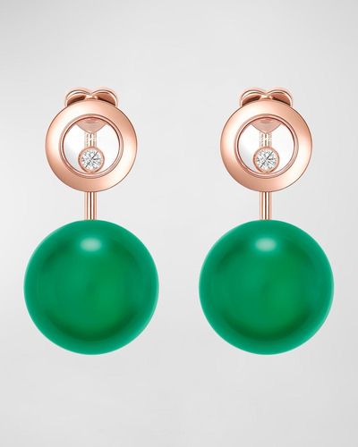Chopard Happy Diamonds Planet 18k Rose Gold Green Agate Earrings