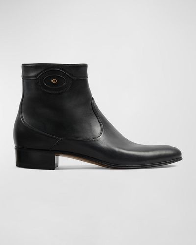Gucci Adel Leather Ankle Boots - Black
