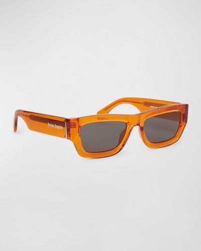 Palm Angels Auberry Acetate Rectangle Sunglasses - Orange