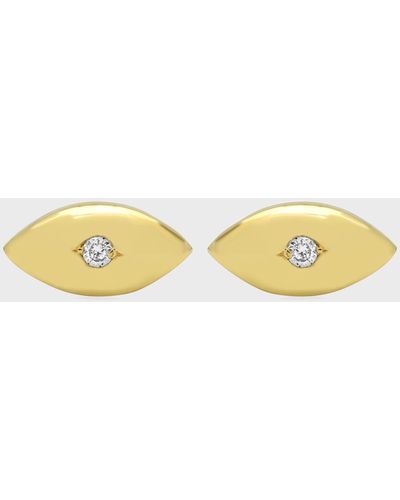 Jennifer Meyer 18k Mini Evil Eye Diamond Stud Earrings - Metallic