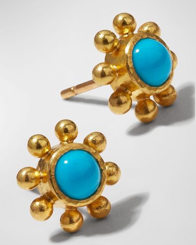 Elizabeth Locke 19k Sleeping Beauty Turquoise Earrings - Blue