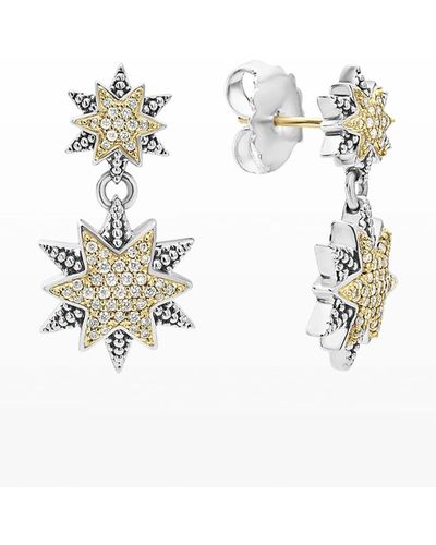 Lagos Diamond Double-star Drop Earrings - Metallic