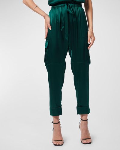 Cami NYC Carmen Cropped Silk Cargo Pants - Green