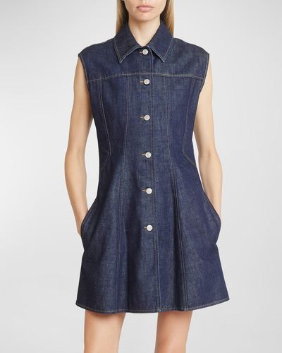 Givenchy Button-Front Denim Mini Dress - Blue