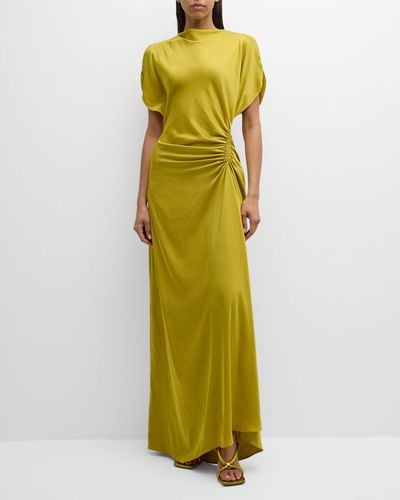 A.L.C. Nadia Ruched Petal-sleeve Gown - Green