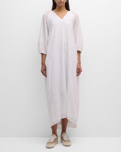 Peserico Chain-Embellished Cotton Maxi Shift Dress - White