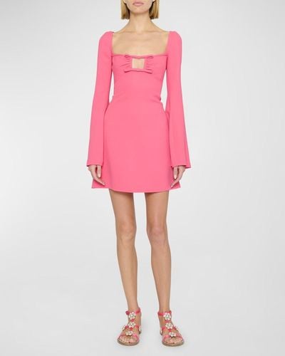 Giambattista Valli Bow Cutout Flare-Sleeve Empire-Waist Mini Dress - Pink