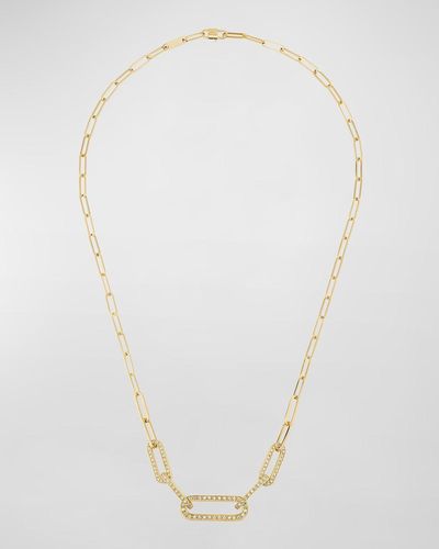 Dinh Van Yellow Gold Maillion Large Diamond Link Necklace - White