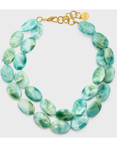 Nest Moonstone Double-Strand Necklace - Green