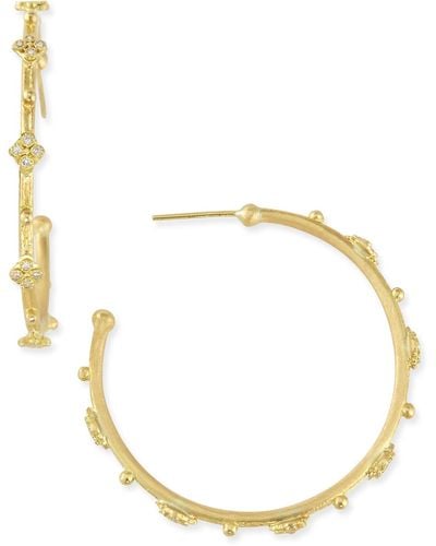 Armenta Sueno 18k Yellow Gold Hoops With Diamonds - Metallic