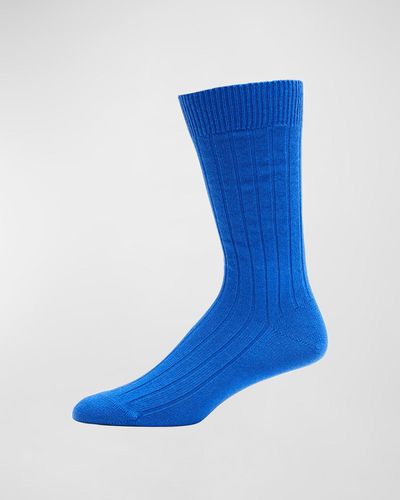 Bresciani Cashmere Mid-Calf Socks - Blue