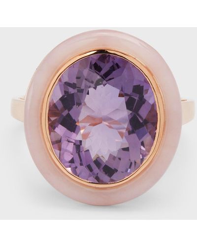 Goshwara 18k Rose Gold Oval-cut Amethyst & Opal Ring - Pink