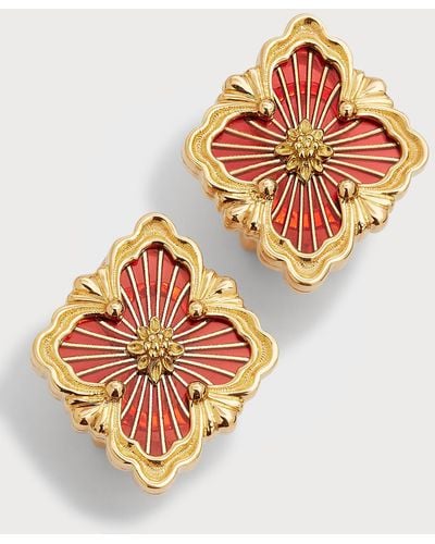 Buccellati Opera Tulle Medium Button Earrings In Red - Multicolor
