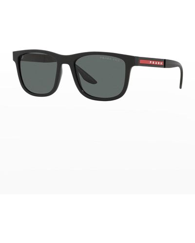 Prada Polarized Square Acetate Logo Sunglasses - Black