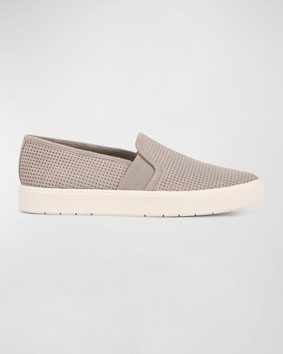Vince Blair Perforated Suede Slip-on Sneakers - White
