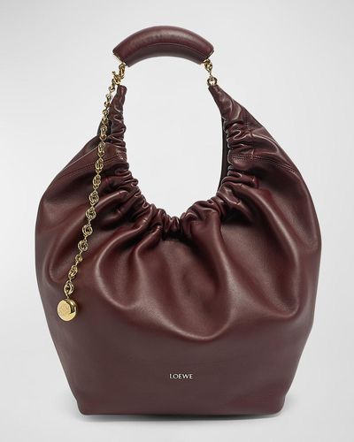 Loewe Medium Squeeze Chain Leather Hobo Bag - Brown