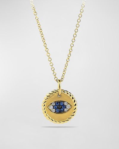 David Yurman Evil Eye Charm Pendant Necklace With Sapphires And Diamonds - Metallic