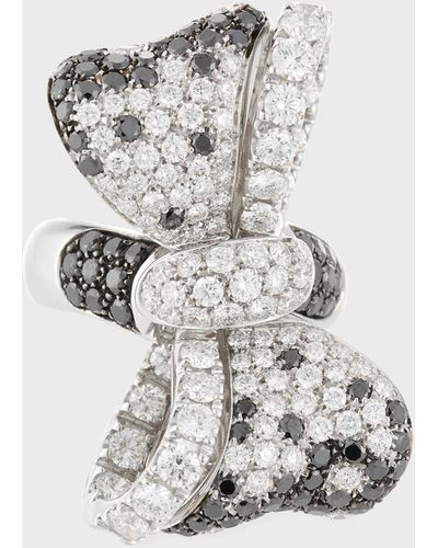 Leo Pizzo White & Black Diamond Bow Tie Ring, Size 7 - Gray