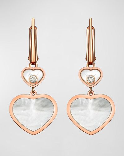 Chopard Happy Hearts 18k Rose Gold Mother-of-pearl & Diamond Earrings - Natural