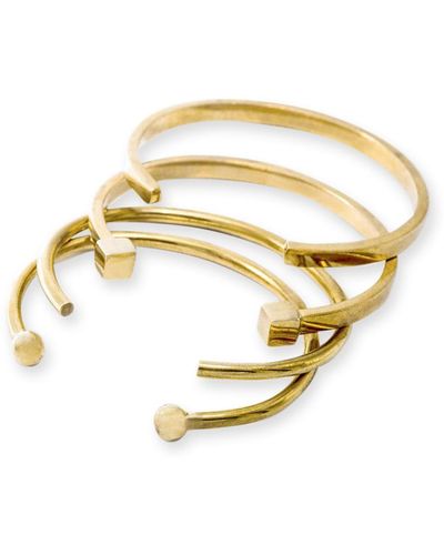 Soko Mixed-Shape Stacking Cuff Bracelets, Set Of 4 - Metallic