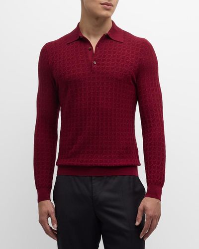 Canali Solid Textured Polo Shirt