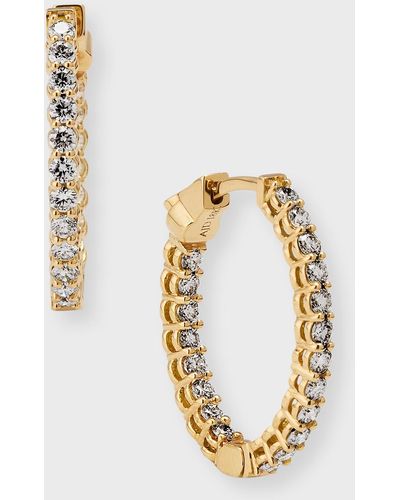 Neiman Marcus 18k Diamond Hoop Earrings - Metallic