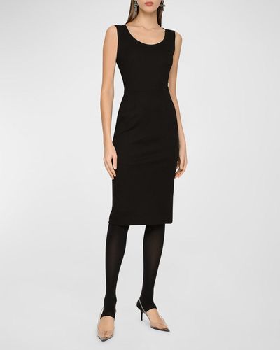 Dolce & Gabbana Scoop-Neck Sleeveless Midi Dress - Black