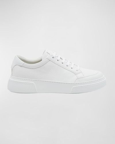 Giorgio Armani Platform Leather Low-Top Sneakers - White