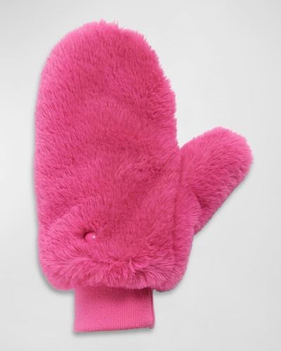 Fabulous Furs Le Mink Faux Fur Mittens - Pink