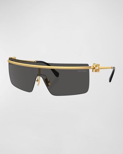 Miu Miu Metal Shield Sunglasses - Metallic