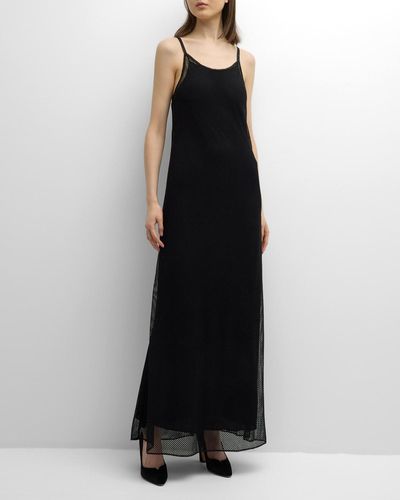 Chloé X Atelier Jolie Layered Fishnet Maxi Slip Dress - Black