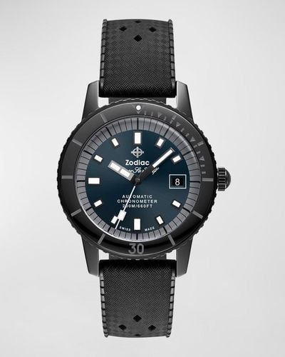 Zodiac Super Sea Wolf Stp 1-11 Automatic Three-hand Date Rubber Watch, 40mm - Black