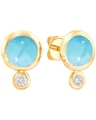 Tamara Comolli Bouton 18k Yellow Gold Turquoise/diamond Post Earrings - Blue