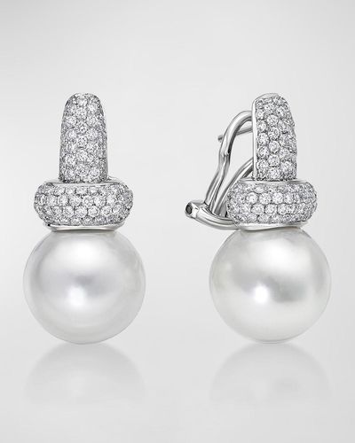 Belpearl Avenue Diamond & South Sea Pearl Earrings - White