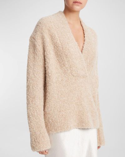 Vince Crimped Shawl Alpaca Wool-Blend Sweater - Natural