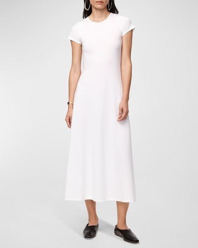Another Tomorrow Cotton Fitted Tee Dress - White