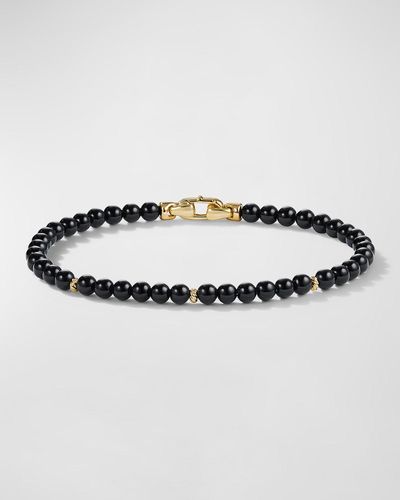 David Yurman Spiritual Bead Bracelet With Black Onyx And Gold, Size L - Metallic